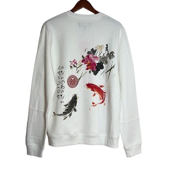 Blind Rooster Koi Fish Graphic Pullover Sweater Large NWT - Picture 2 of 10